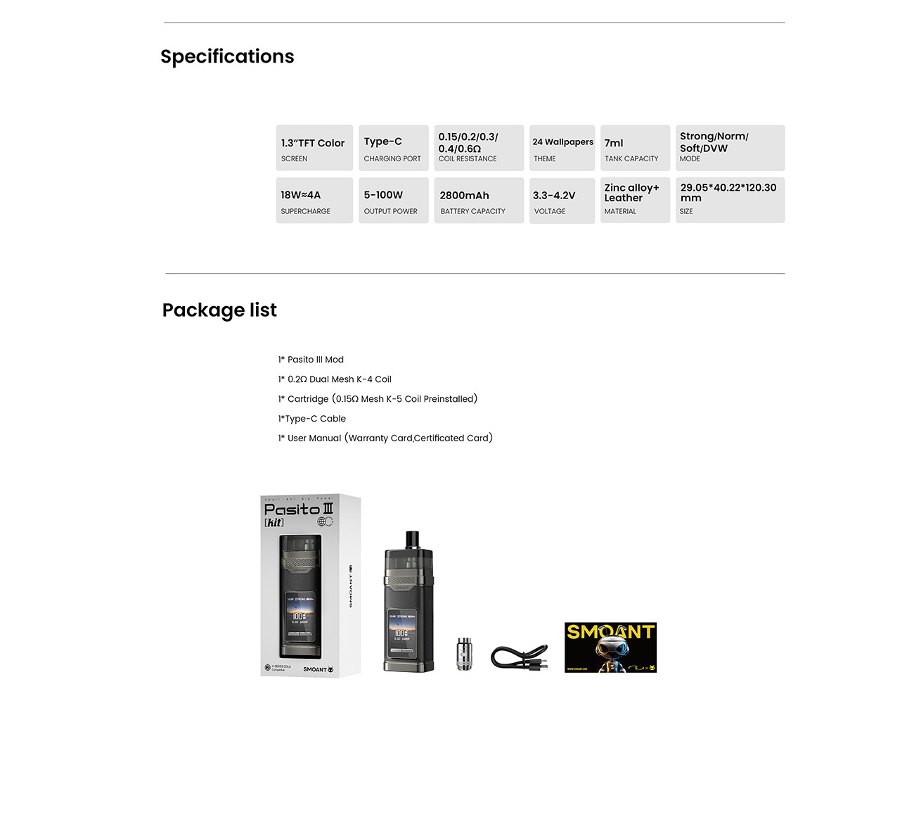 Smoant Pasito III Pod Mod Kit