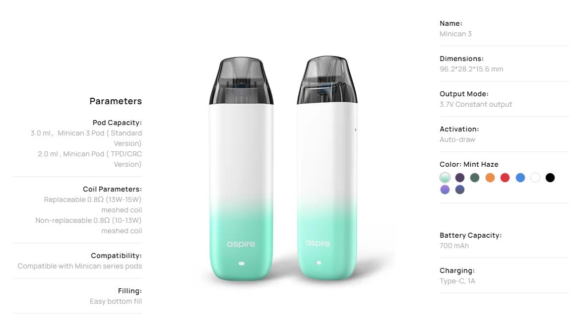 Aspire Minican 3 Pod System Kit