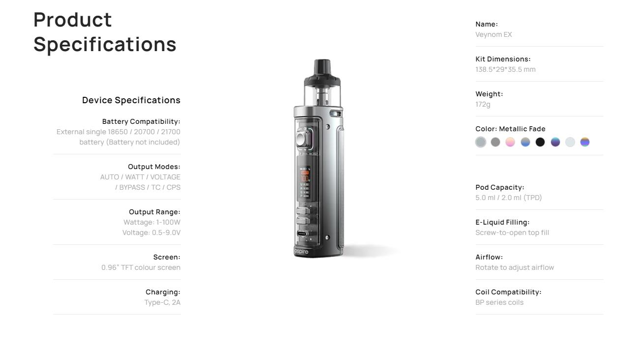 Aspire Veynom EX 100W Pod Kit