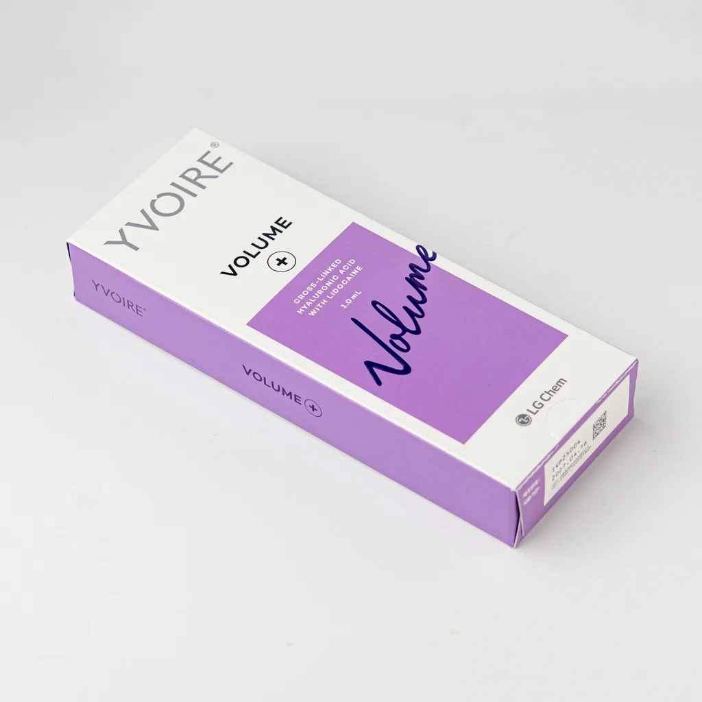 Authentic Yvoire Volume Plus packaging by LG Chem showing premium structural South Korean HA dermal filler