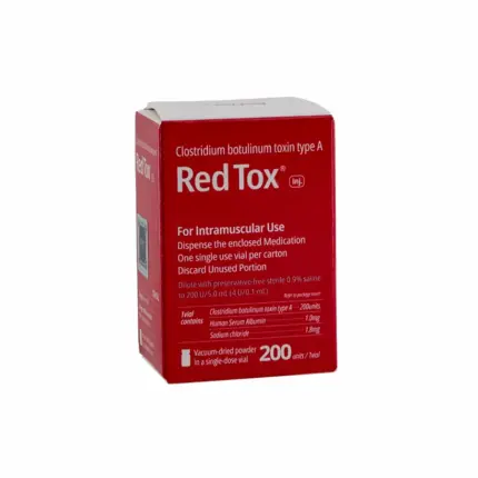 Authentic Redtox 200 Units high capacity packaging showing premium fast-acting South Korean botulinum toxin type A