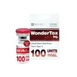 Lyophilized sterile powder vial of Wondertox 100U prior to normal saline reconstitution
